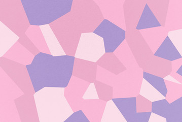 Pink mosaic of abstract geometrical shapes with Cameo Pink, Dark Lavender, Cyclamen, Pale Red-Violet colors, watercolor paper texture