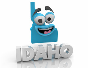 Idaho ID State Map Cartoon Face Word 3d Illustration