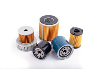 Auto parts accessories :  Oil , fuel or air filter for engine car  isolated on white background.