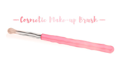 pink watercolored painting vector illustration of a beauty utensil cosmetic brush for face.