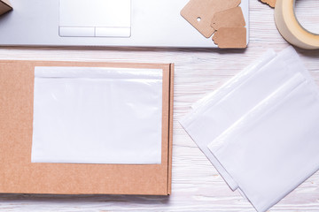 desk office with Shipping Label holder