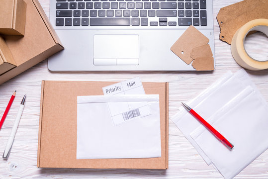 desk office with Shipping Label holder