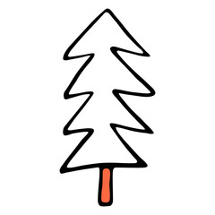 Drawing of a Christmas Tree, spruce or fir drawn by hand. Easy and quick sketching or technique imitating children's drawing. Design graphic element is saved as a vector illustration in EPS file