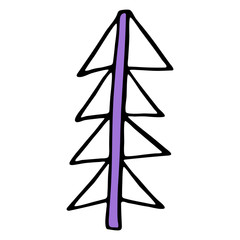 Drawing of a Christmas Tree, spruce or fir drawn by hand. Easy and quick sketching or technique imitating children's drawing. Design graphic element is saved as a vector illustration in EPS file