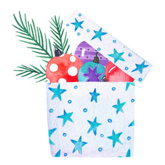 Obraz premium Watercolor box of Christmas balls
