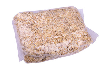 oatmeal in a transparent package isolated on white background