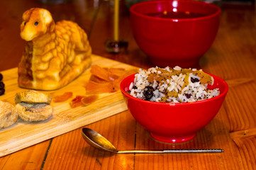 preparation of treats for traditional Orthodox Christmas - handmade baked cookies in the form of...