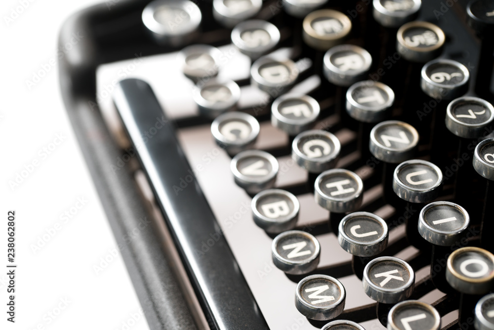 Poster close up of retro style typewriter in studio