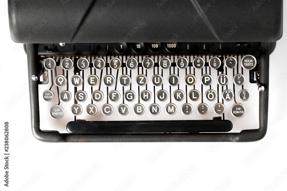 Poster close up of retro style typewriter in studio