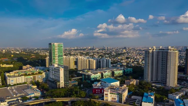 sunny evening bangalore cityscape aerial panorama tlmelapse 4k india
