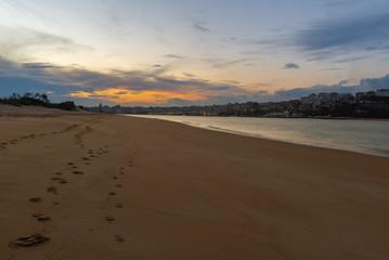 El Puntal beach at sunset, bay of Santander, Spain