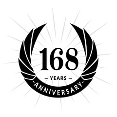 168 years anniversary. Elegant anniversary design. 168 years logo. 
