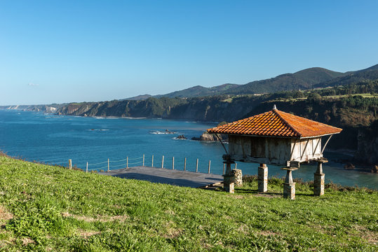 Typical granary (horreo) in Cadavedo, Asturias, Spain