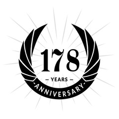 178 years anniversary. Elegant anniversary design. 178 years logo. 
