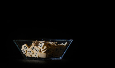 Letter Blocks In Glass Bowl