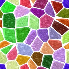 surface floor marble mosaic pattern seamless background with white grout - full color rainbow spectrum - green, blue, pink, purple, violet, maroon, yellow, orange