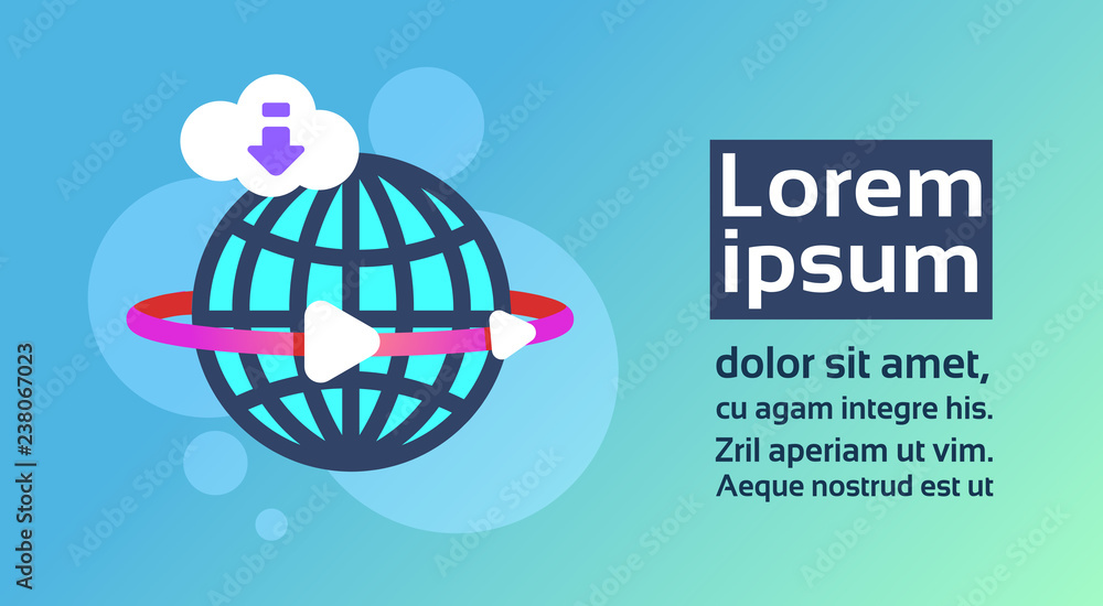 Poster mobile global world synchronization cloud application interface concept for design work and animatio