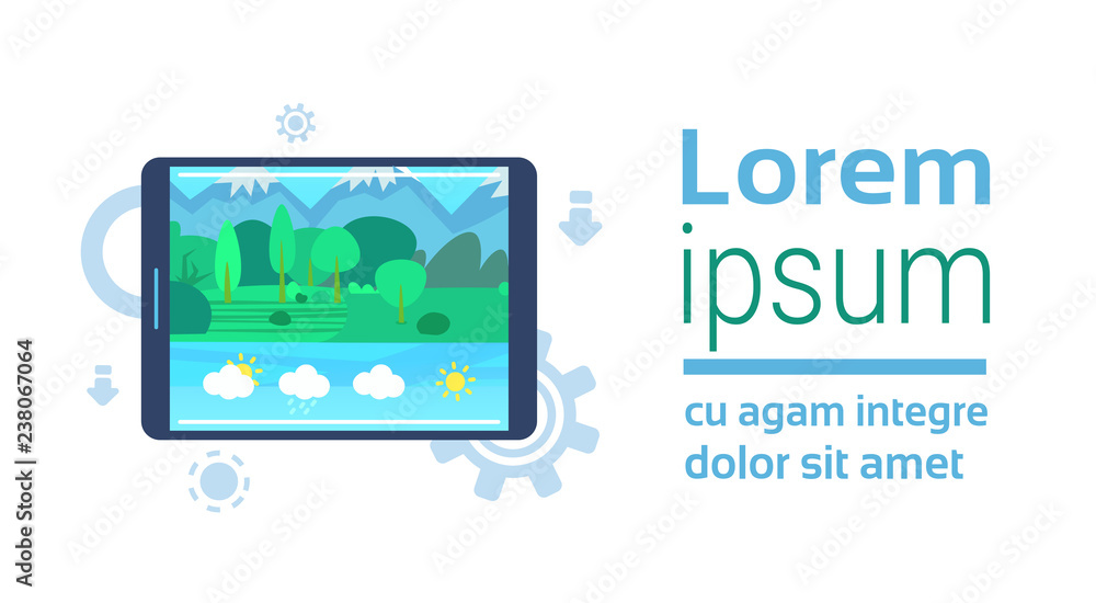 Poster mobile weather forecast application interface concept for design work and animation flat horizontal 