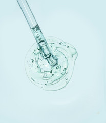 Liquid gel or serum on a screen of microscope 