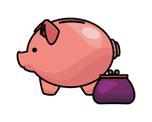 Piggy and coins purse