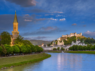 Naklejka premium Historic town centre of Salzburg, Austria