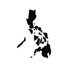 A black and white vector silhouette of the Philippines