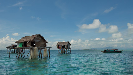 East Malaysia. Sibuan island near the city of Semporna. Calm in the fishing village of sea Gypsies