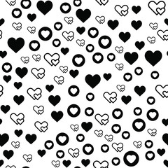 Hearts for Valentine's Day. Romantic feeling and love. Seamless vector EPS 10. Abstract geometric pattern. Multicolor Figures. Texture for print and Banner. Flat style