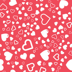 Hearts for Valentine's Day. Romantic feeling and love. Seamless vector EPS 10. Abstract geometric pattern. Multicolor Figures. Texture for print and Banner. Flat style