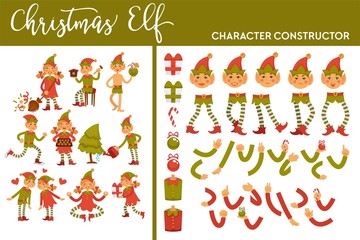 Christmas elf winter character set activities and body parts