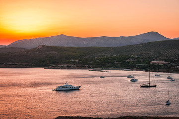 Sunset at Cape Sounio in Attica, Greece