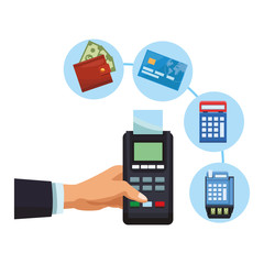 businessman hand with card reader and eletronic payments