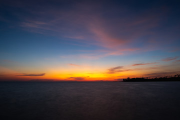 silhouette of island on sunset at tropical island in Thailand