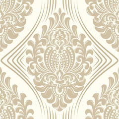 Vector damask seamless pattern element. Classical luxury old fashioned damask ornament, royal victorian seamless texture for wallpapers, textile, wrapping. Exquisite floral baroque template.