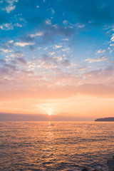Unique sea sunrise from the port of Varna.