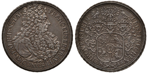 Holy Roman Empire of German Nation Duchy of Trautson silver coin 1 one thaler 1715, bust of ruler...