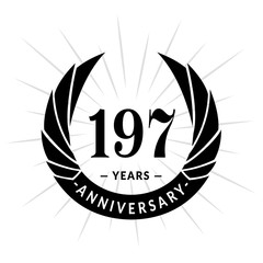 197 years anniversary. Elegant anniversary design. 197 years logo. 
