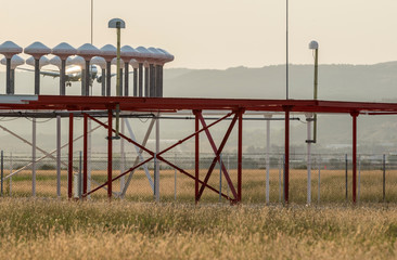 Arriving plane at the airport in Varna.