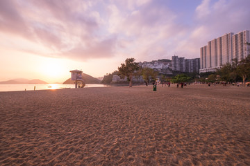 View of Repulse Bay Beach in sunset time The Repulse Bay at southern of Hong Kong