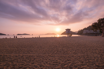 View of Repulse Bay Beach in sunset time The Repulse Bay at southern of Hong Kong