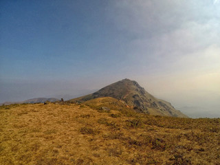 Fototapeta na wymiar View of Mullayanagiri peak located in Chickmagaluru, India