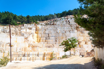 Mining of marble in a quarry in the mountains on the  island of thassos