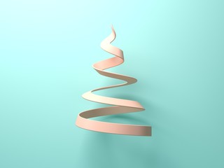 Pink abstract christmas tree on blue background 3d rendering
