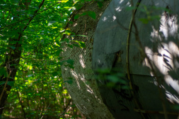 Pipeline in the forest among the thickets of trees