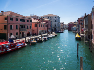 Characteristic canal in Chioggia, lagoon of Venice.