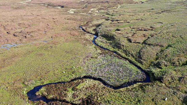 Flying over the River Rha between Staffin and Uig on the Isle of Skye , Scotland