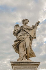 Marble statue of an angel in Rome, Italy.
