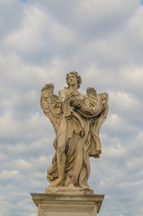 Marble statue of an angel in Rome, Italy.