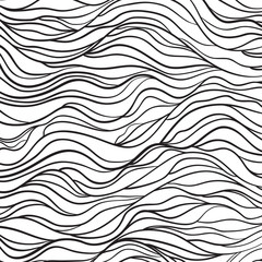 Wavy background. Hand drawn waves. Stripe abstract texture with many lines. Waved pattern. Black and white illustration for banners, flyers or posters