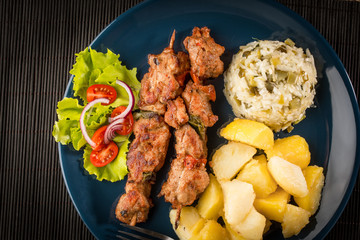 Shish kebabs - grilled meat and vegetables